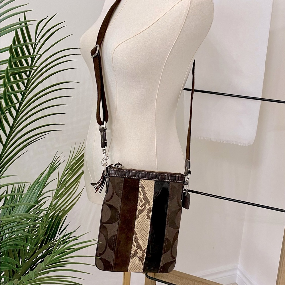 Coach Jacquard Crossbody Bag, Brown, Like New - Picture 3 of 11